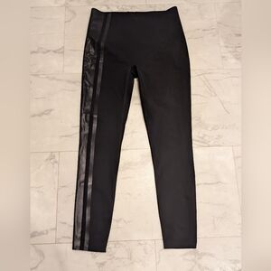 Spanx Black High-Waist Leggings with Side Stripe